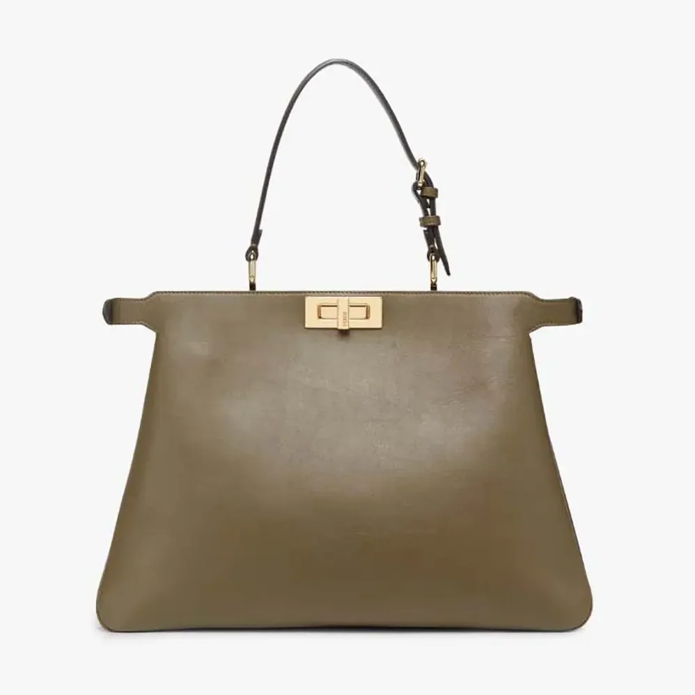 Fendi Peekaboo Soft Large Green Leather Bag for Women