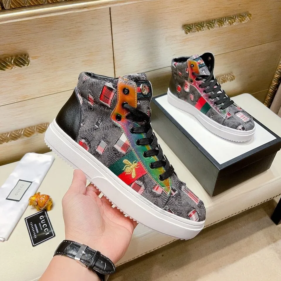 Gucci Basket Jean's High Top With Bee Sneaker Black for Men Gucci Basket Jean's High Top With Bee Sneaker Black for Men