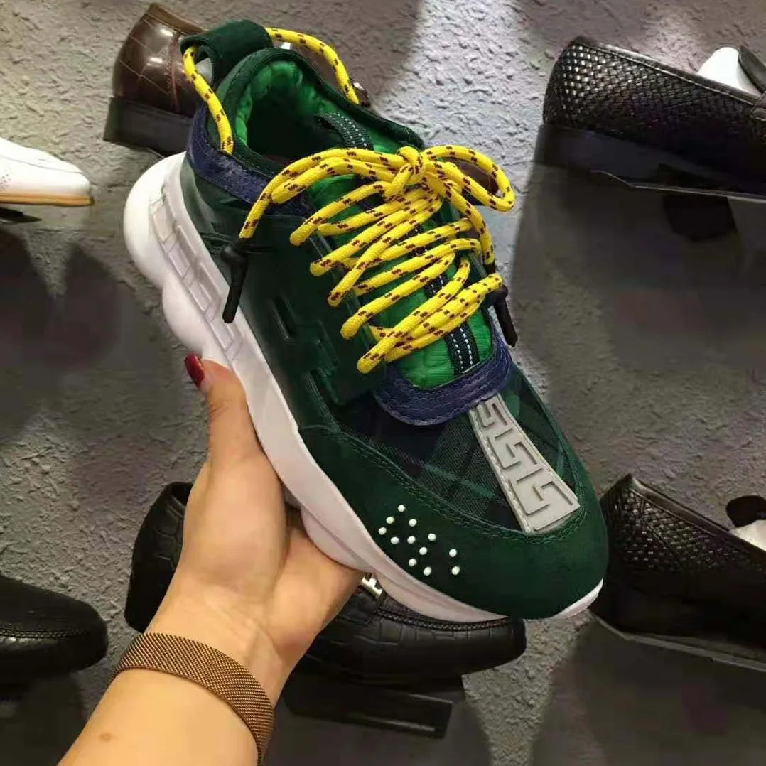 Versace Chain Reaction Sneakers for Men in Green Versace Chain Reaction Sneakers for Men in Green