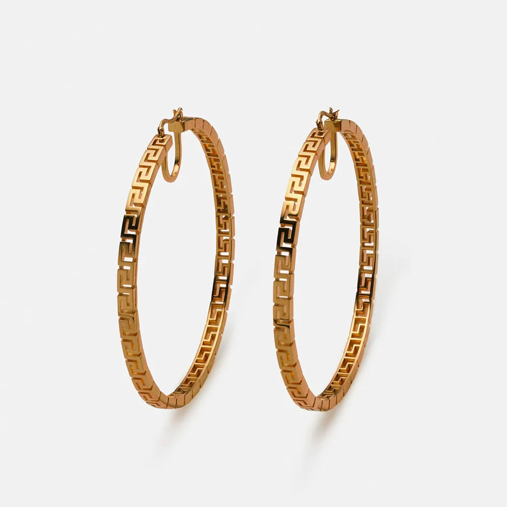 Versace Greca Hoop Earrings for Women in Gold