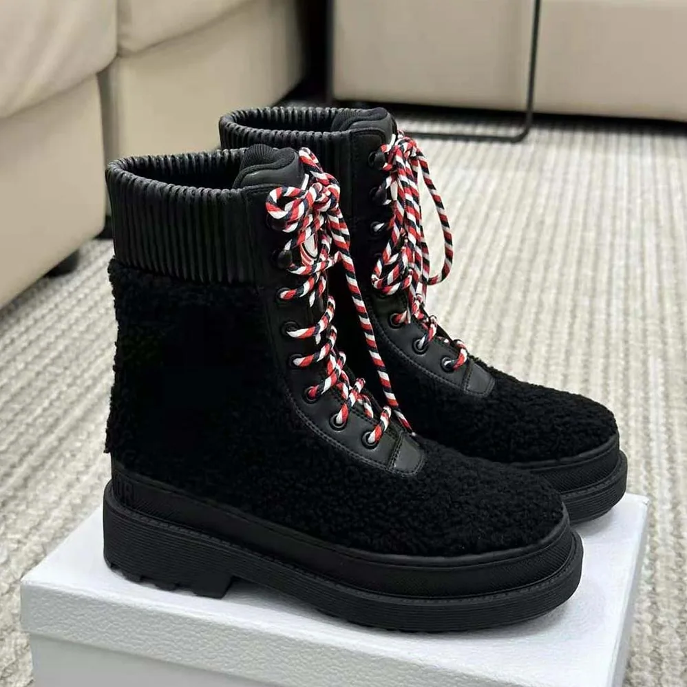 Dior Hike Ankle Boot Black Calfskin and Shearling for Women