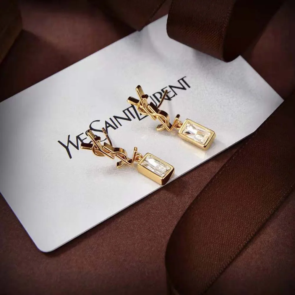 Saint Laurent YSL Cassandre Single Earring in Metal and Rhinestones for Women Saint Laurent YSL Cassandre Single Earring in Metal and Rhinestones for Women