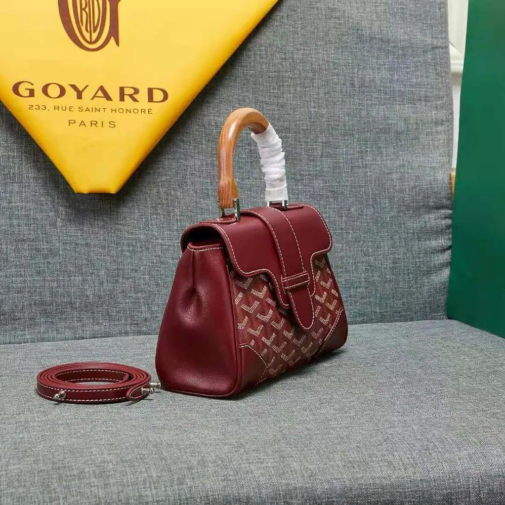 Goyard Sac Saïgon Souple Mini in Toile Goyardine & Chevroches Calfskin for Women in Maroon Goyard Sac Saïgon Souple Mini in Toile Goyardine & Chevroches Calfskin for Women in Maroon