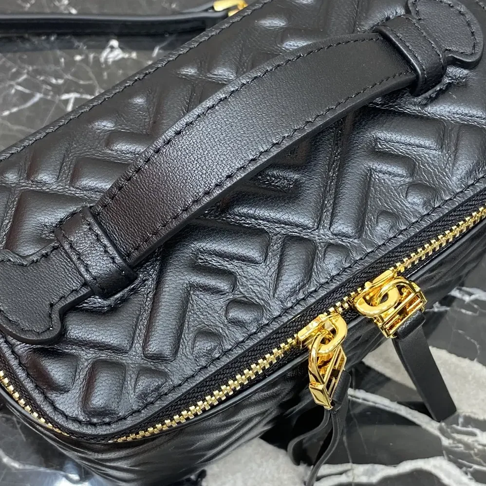 Fendi Vanity Black Nappa Leather Mini for Women in Bag With Ff Motif
