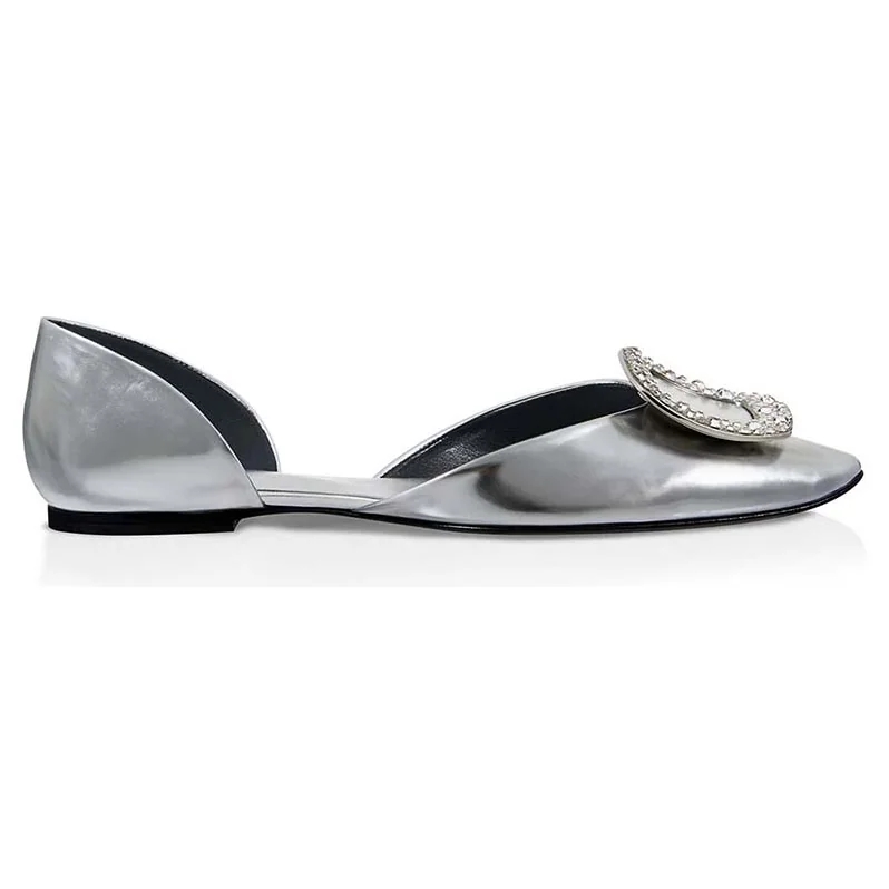 Roger Vivier Shoes Chips Ballerinas for Women in Silver