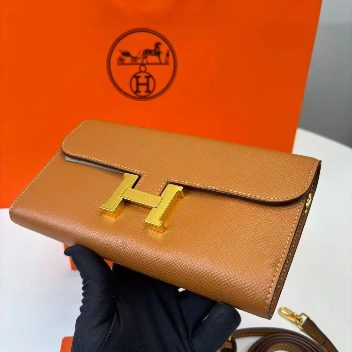 Hermes Constance Epsom Long To Go Wallet Brown /