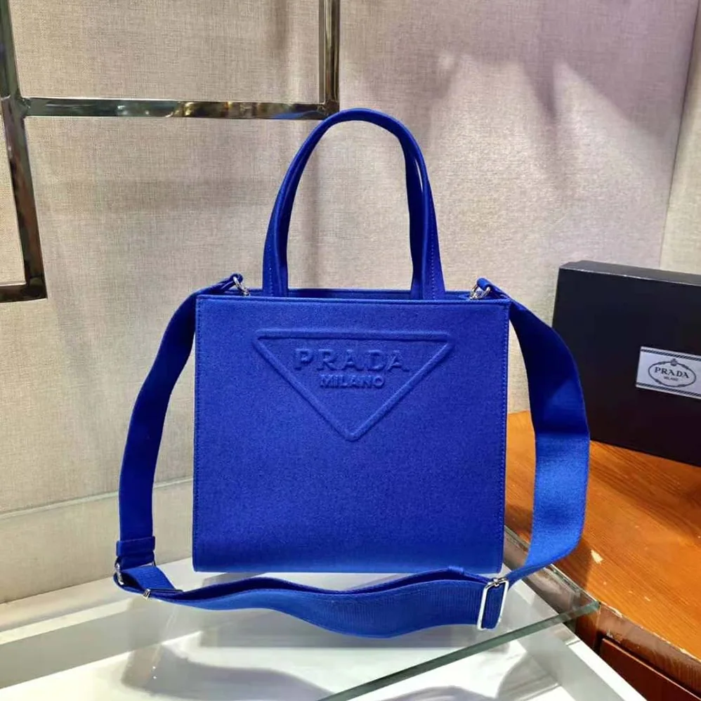 Prada Drill Tote Handles Bag for Women in Blue Prada Drill Tote Handles Bag for Women in Blue