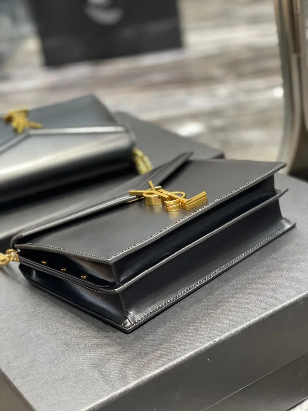 Saint Laurent Cassandra Medium Shoulder Bag in Black Gold Hardware Saint Laurent Cassandra Medium Shoulder Bag in Black Gold Hardware