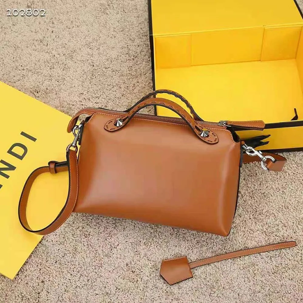 Fendi Medium by the way Brown Leather Boston Bag for Women