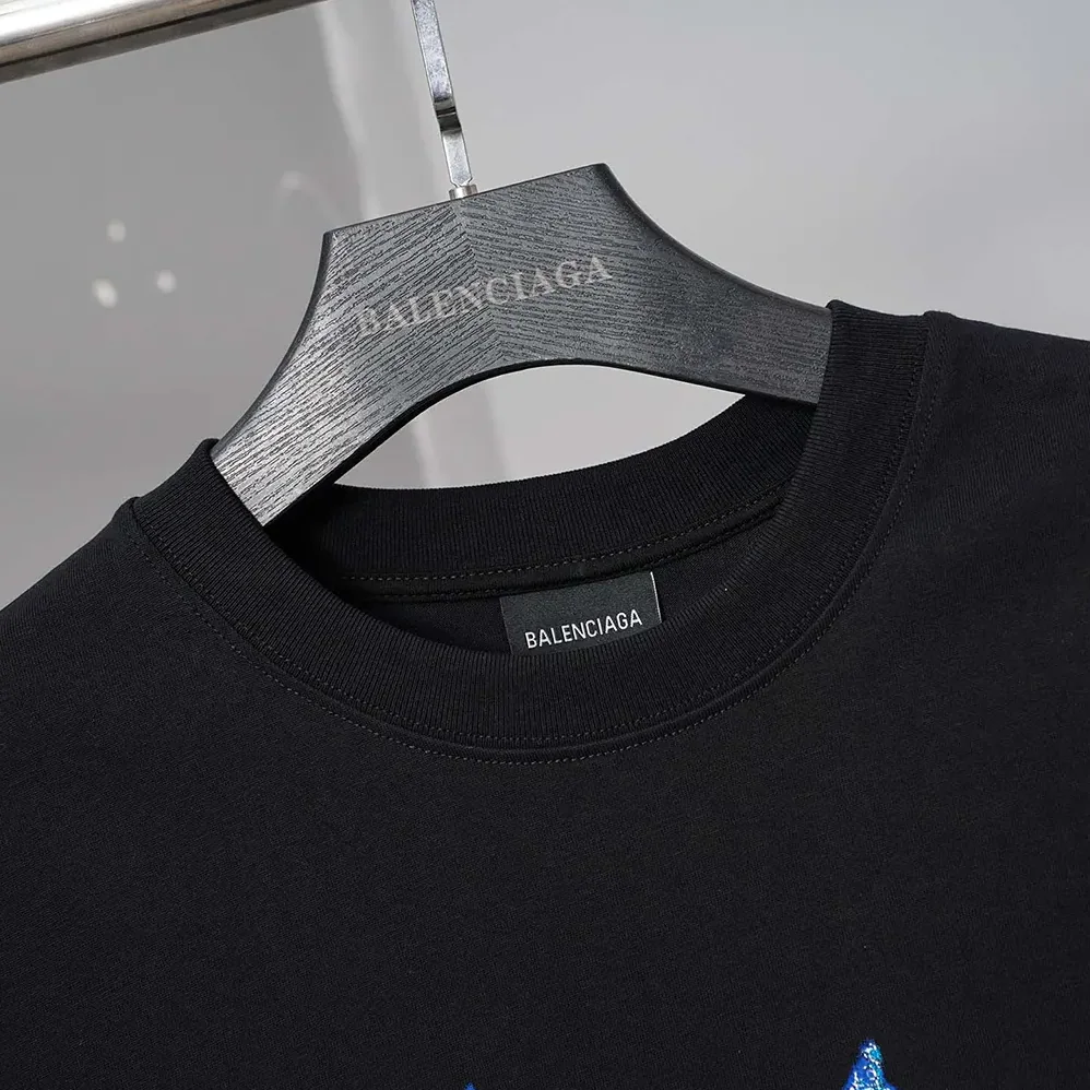 Balenciaga Paris Thunderstorm Oversized T-Shirt in Black Dry Jersey for Men Balenciaga Paris Thunderstorm Oversized T-Shirt in Black Dry Jersey for Men