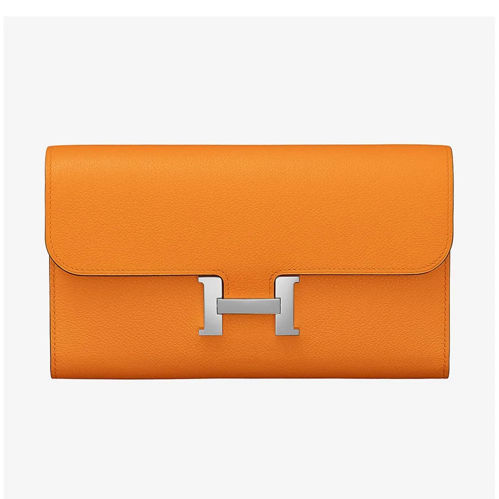 Hermes Constance Long Wallet in Calfskin Leather for Women in Orange Hermes Constance Long Wallet in Calfskin Leather for Women in Orange