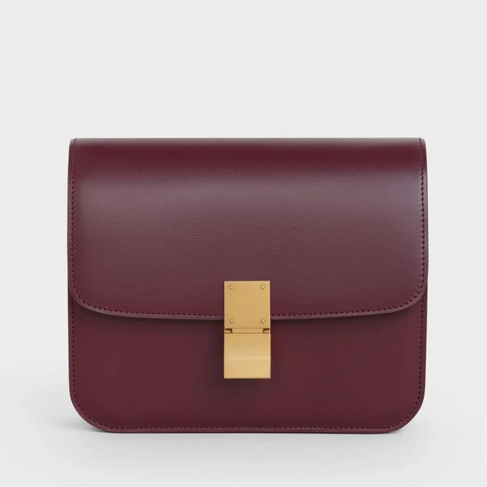 Celine Teen Classic Bag in Box Calfskin for Women in Maroon