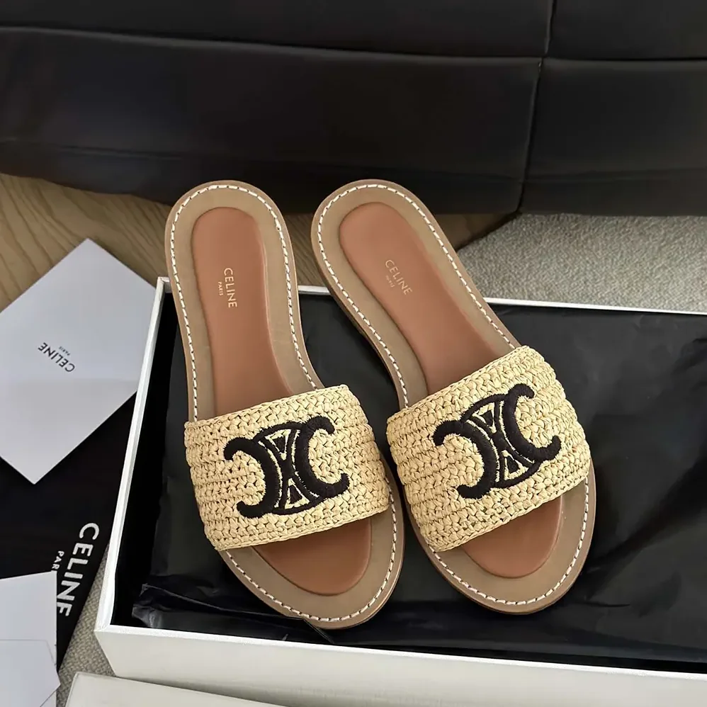 Celine Lympia Mule in Raffia for Women Celine Lympia Mule in Raffia for Women
