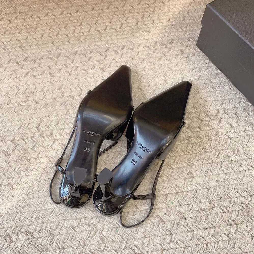 Saint Laurent YSL Jacqueline Slingback Pumps in Patent Leather for Women