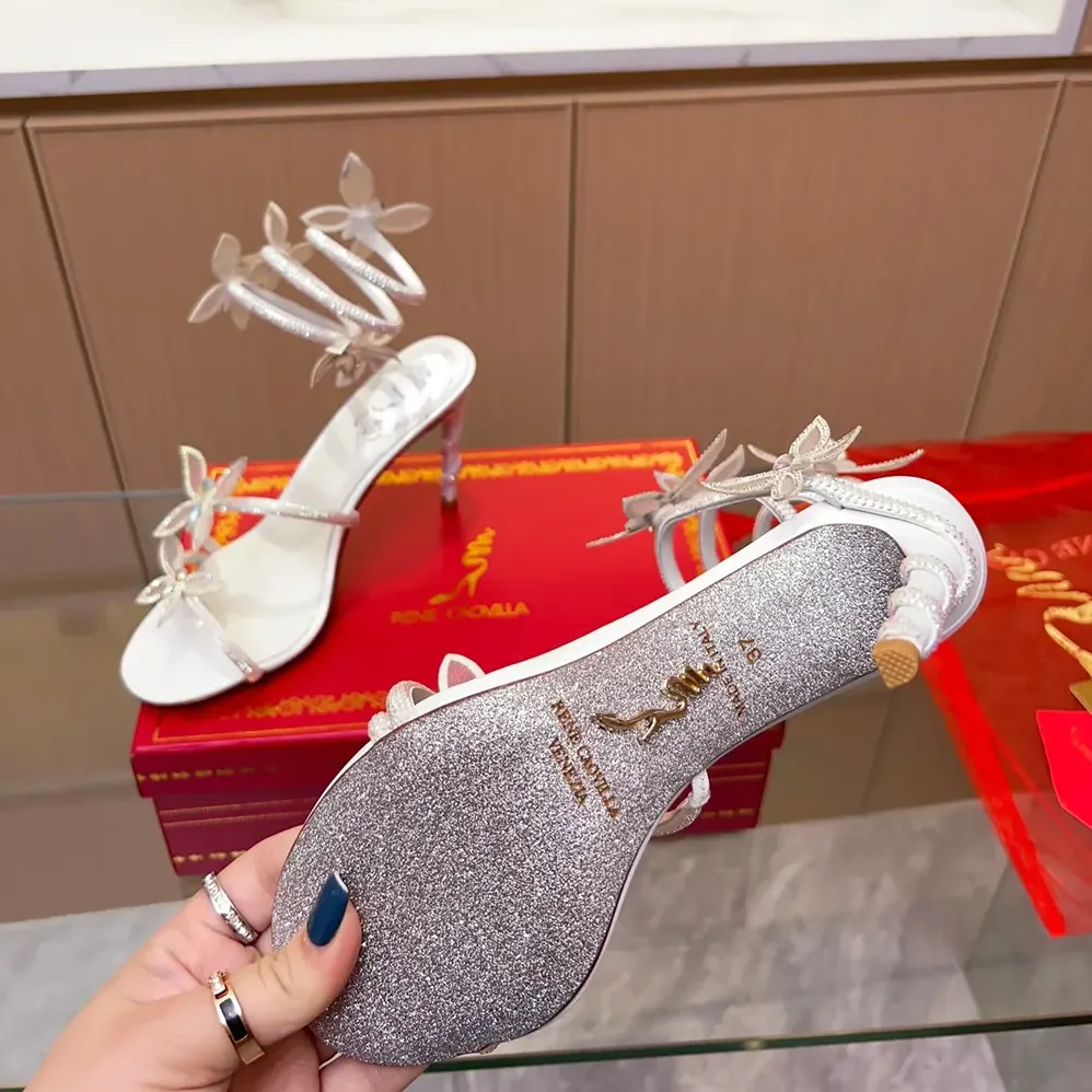 Rene Caovilla Margot Pink Powder Butterfly Sandal 105 for Women Rene Caovilla Margot Pink Powder Butterfly Sandal 105 for Women