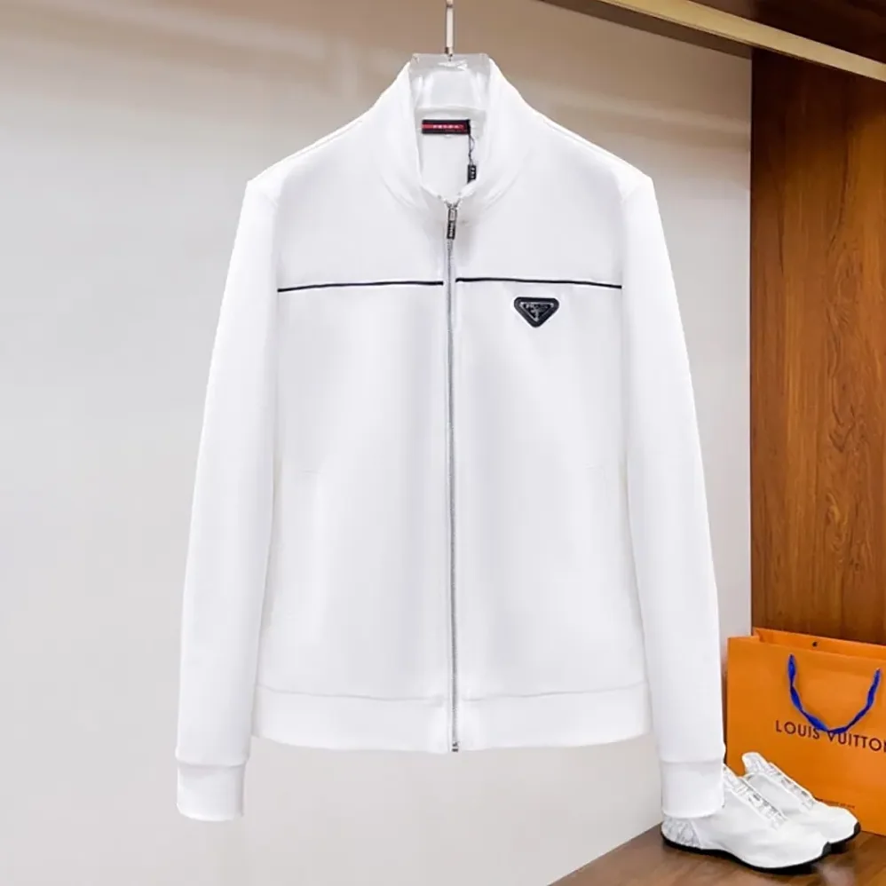 Prada Sweatshirt with Re-Nylon Details for Men in White Prada Sweatshirt with Re-Nylon Details for Men in White