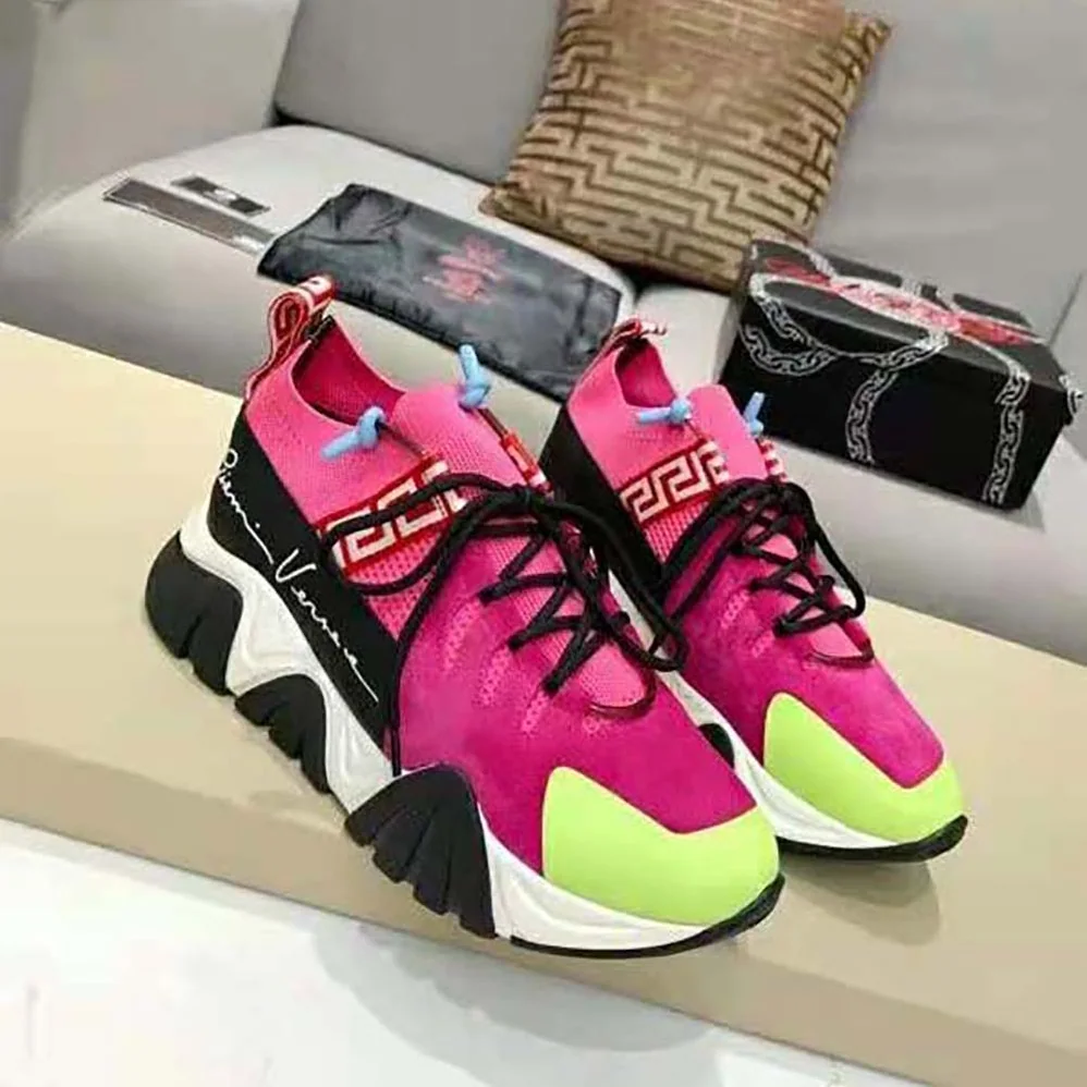 Versace Squalo Knit Sneakers for Women in Rose