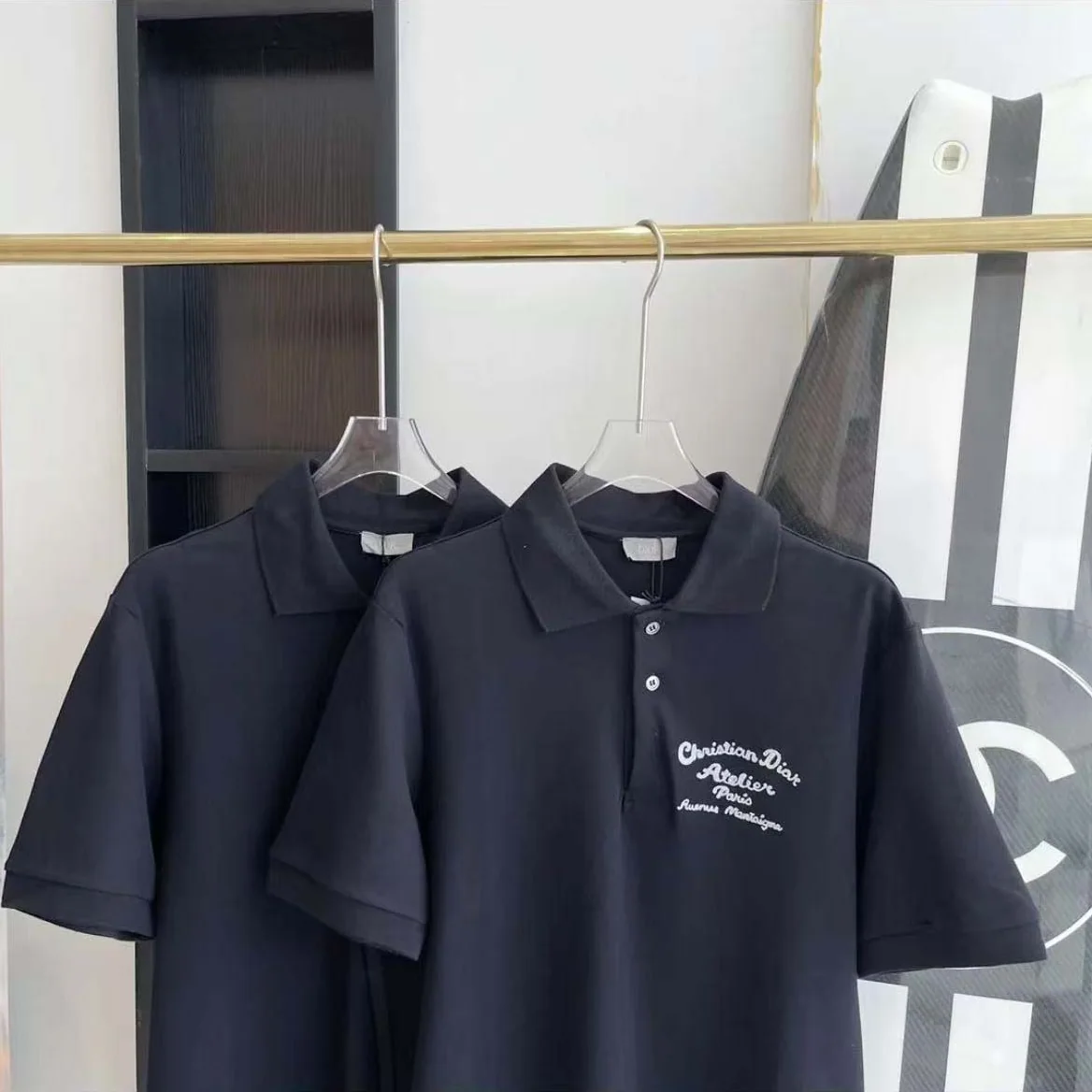 Dior Logo-embroidered Cotton Polo shirt for Men in Black Dior Logo-embroidered Cotton Polo shirt for Men in Black