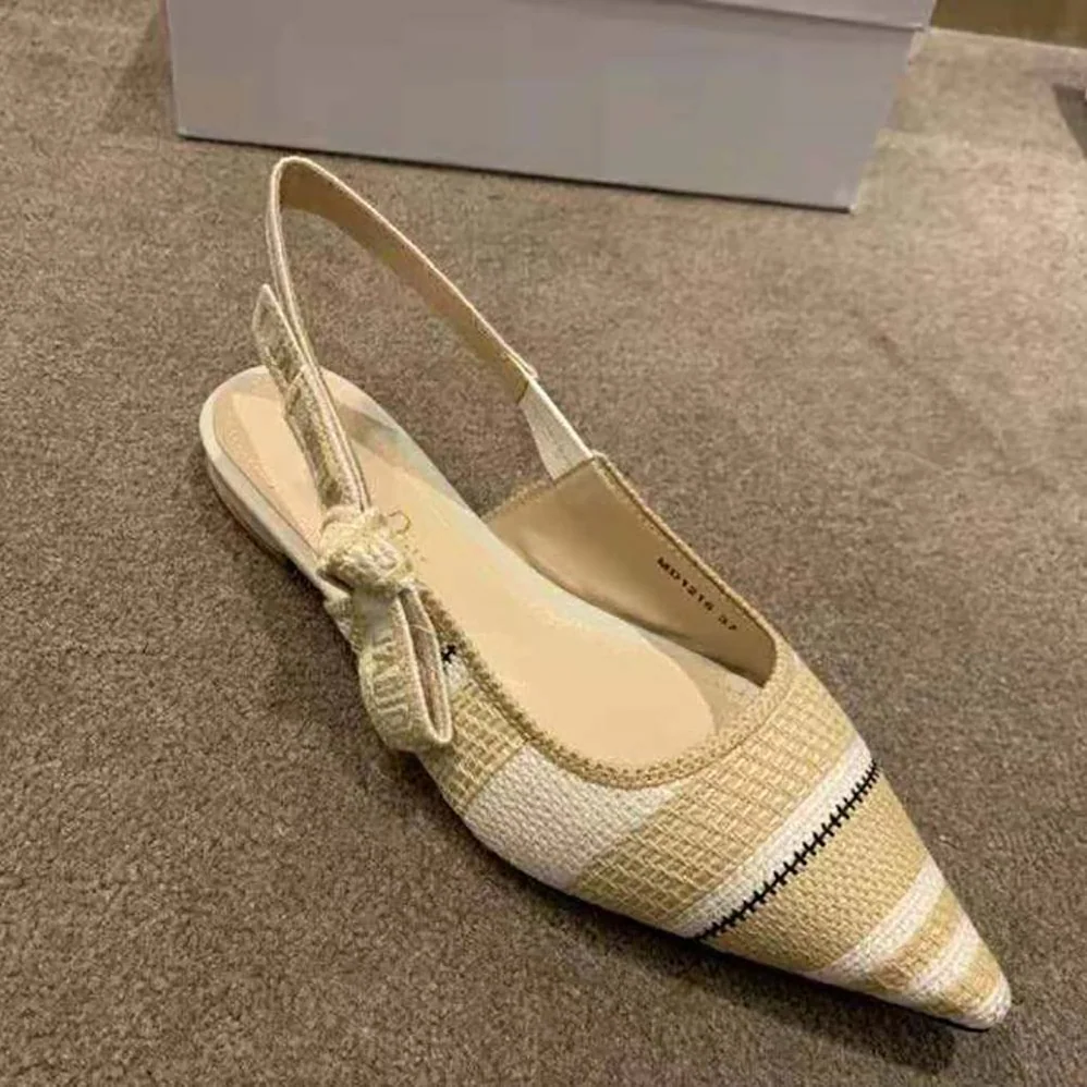 Dior J'adior Ballerina Flat Beige Embroidered Cotton for Women Dior J'adior Ballerina Flat Beige Embroidered Cotton for Women
