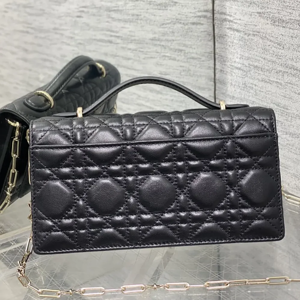 Dior My Dior Mini Bag Black Cannage Lambskin for Women