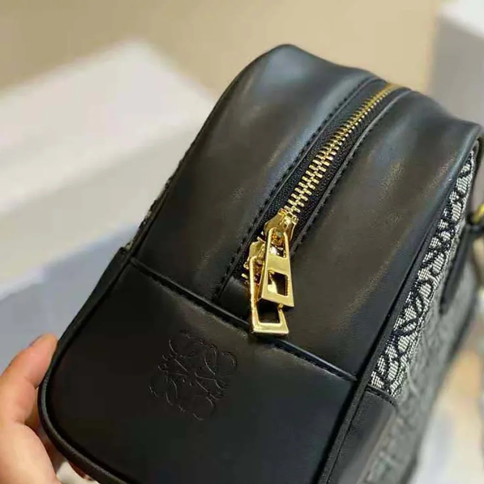 Loewe Amazona 23 in Anagram Jacquard and Calfskin for Women in Black Loewe Amazona 23 in Anagram Jacquard and Calfskin for Women in Black