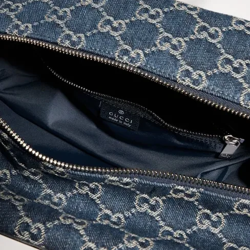 Gucci Melrose Boston Medium Shoulder Bag in Dark Blue Palladium Hardware
