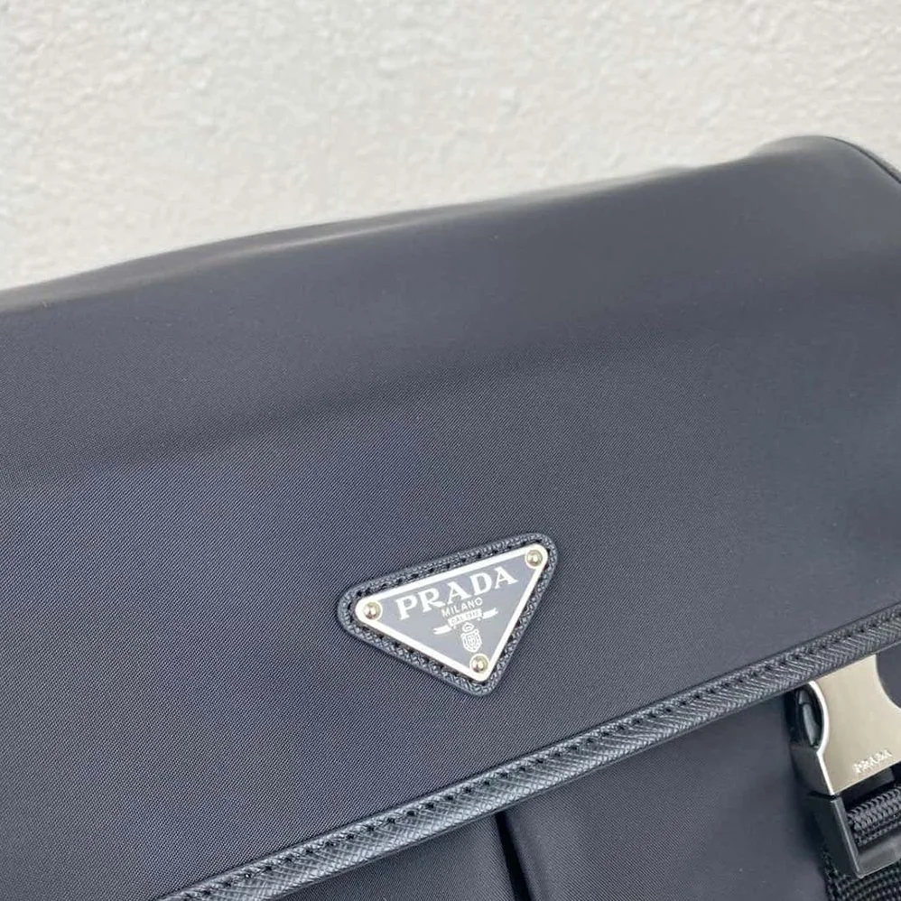 Prada Nylon Cross-Body Bag with Saffiano Leather Trim for Men in Black