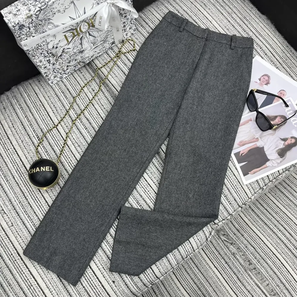 Dior Pants Gray Virgin Wool Tweed for Women Dior Pants Gray Virgin Wool Tweed for Women