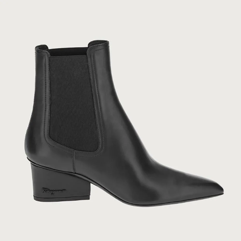 Salvatore Ferragamo Chelsea Boot in 55mm Heel for Women in Black Salvatore Ferragamo Chelsea Boot in 55mm Heel for Women in Black
