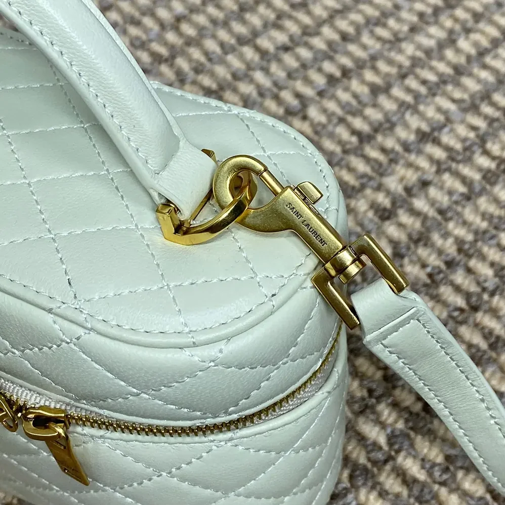 Saint Laurent YSL Gaby Vanity Bag In Lambskin for Women in White Saint Laurent YSL Gaby Vanity Bag In Lambskin for Women in White