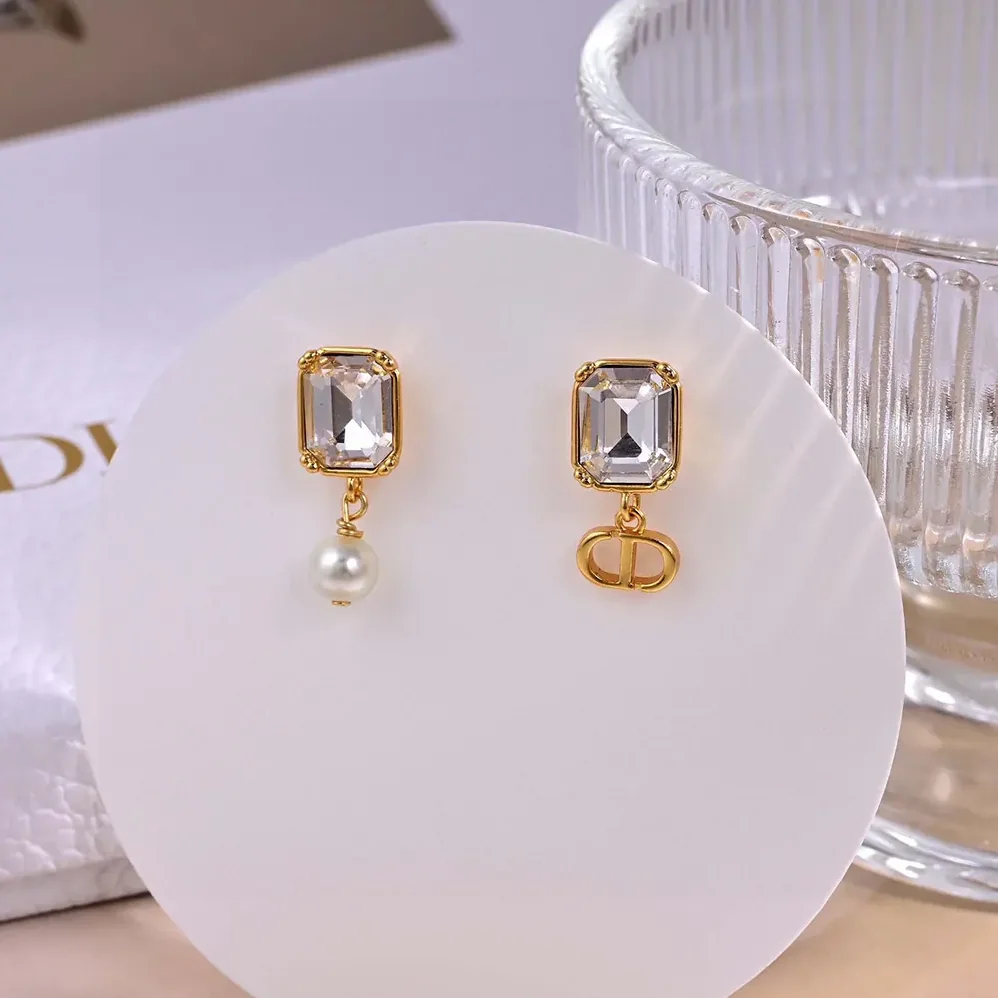 Dior Tribales Earrings Gold-Finish Metal with White Resin Pearls and Silver for Women in Tone Crystals
