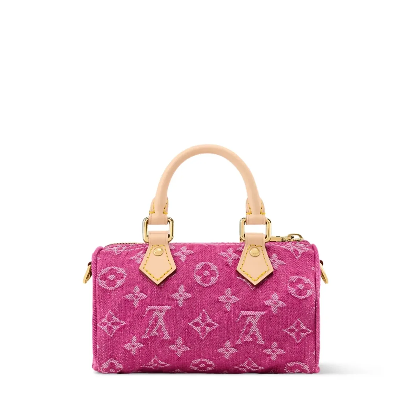 Louis Vuitton Nano Speedy Top Handle Bag in Fuchsia Denim Gold Hardware