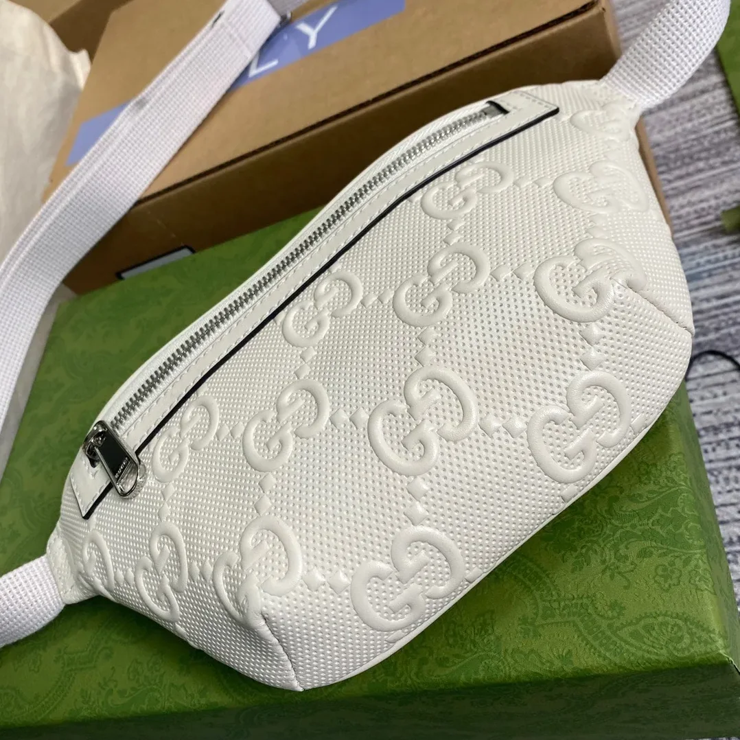 Gucci GG Embossed Belt Bag White GG Embossed / Gucci GG Embossed Belt Bag White GG Embossed /
