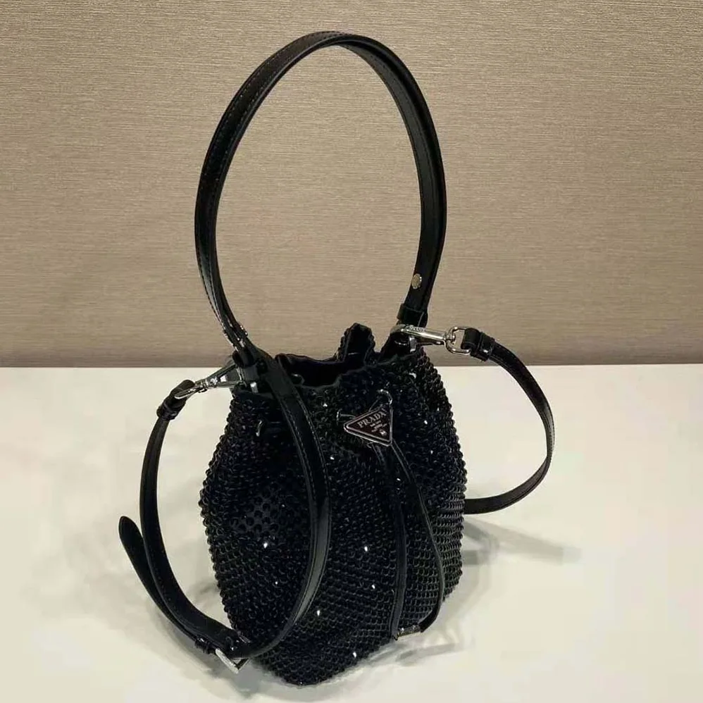 Prada Satin Mini-bag with Crystals for Women in Black Prada Satin Mini-bag with Crystals for Women in Black