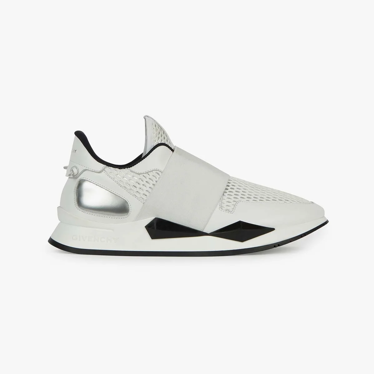Givenchy Elastic Strap Sneakers in Suede and Leather Shoes White for Women