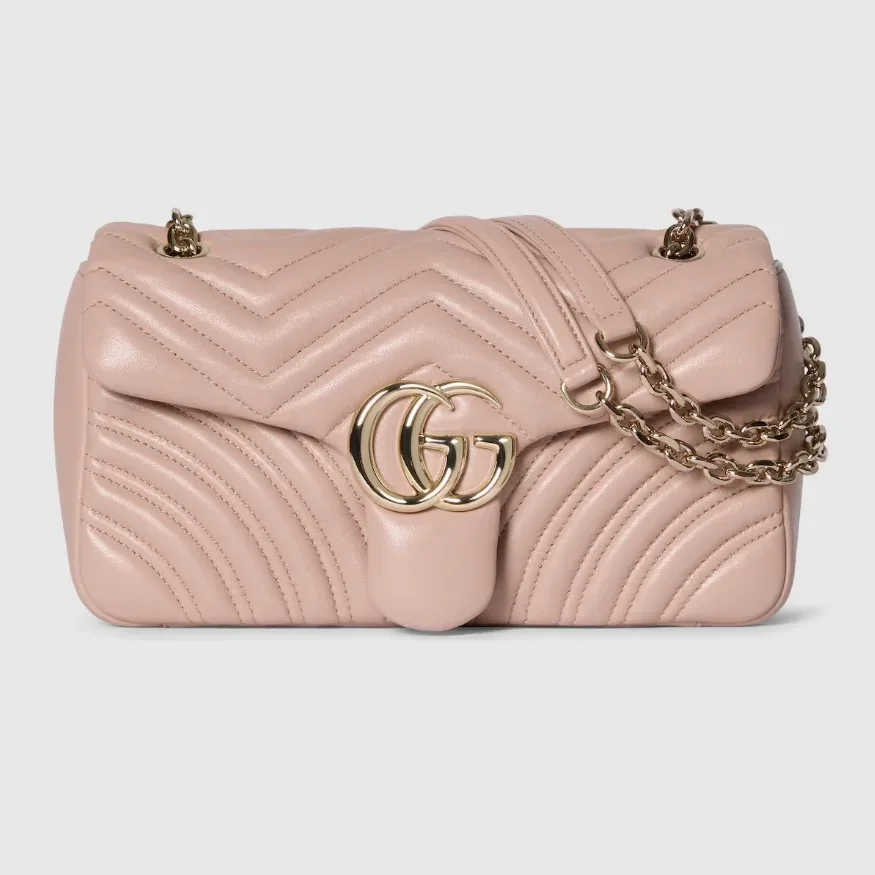 Gucci Marmont Medium Shoulder Bag / Pink Beige Light Gold Hardware Gucci Marmont Medium Shoulder Bag / Pink Beige Light Gold Hardware