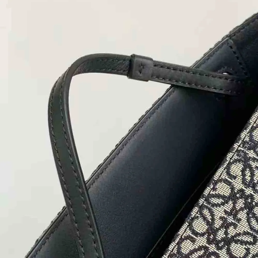 Loewe Square Tote Bag in Anagram Jacquard and Calfskin for Women in Black Loewe Square Tote Bag in Anagram Jacquard and Calfskin for Women in Black