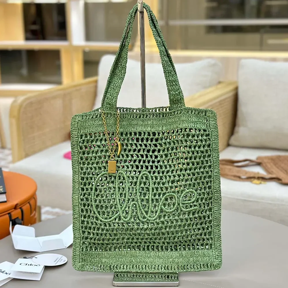 Chloe Summer Banana Tote Bag In Raffia for Women in Green Chloe Summer Banana Tote Bag In Raffia for Women in Green