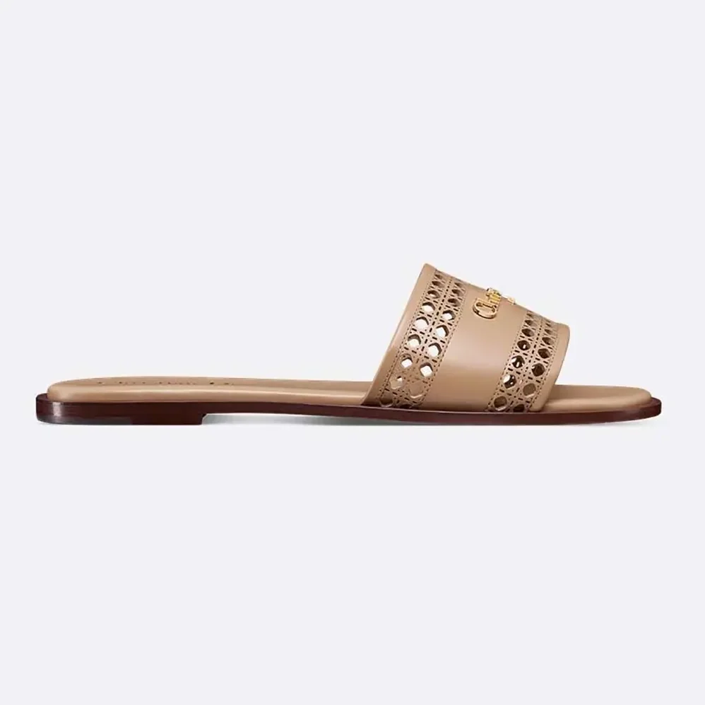 Dior D-Lane Slide Beige Calfskin with Openwork Microcannage Motif for Women Dior D-Lane Slide Beige Calfskin with Openwork Microcannage Motif for Women