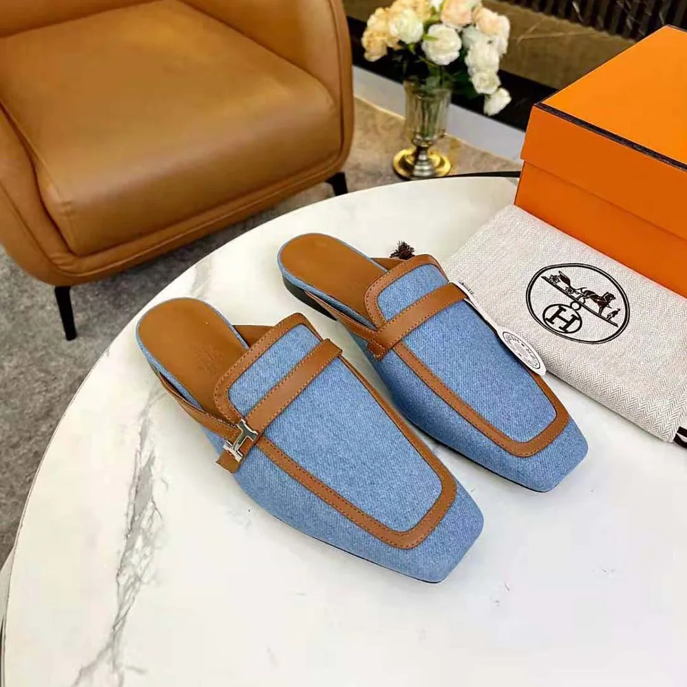 Hermes in H Canvas and Calfskin for Women in Blue Hermes in H Canvas and Calfskin for Women in Blue