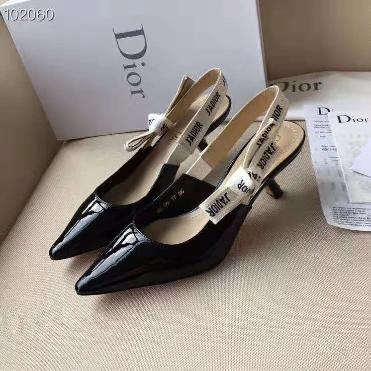 Dior J'adior Slingback Black Patent Calfskin Leather 6.5 cm Heel for Women