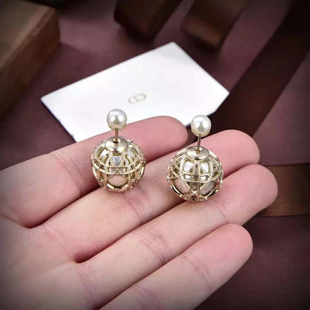Dior Tribales Earrings White Resin Pearls and Gold for Women in Finish Metal