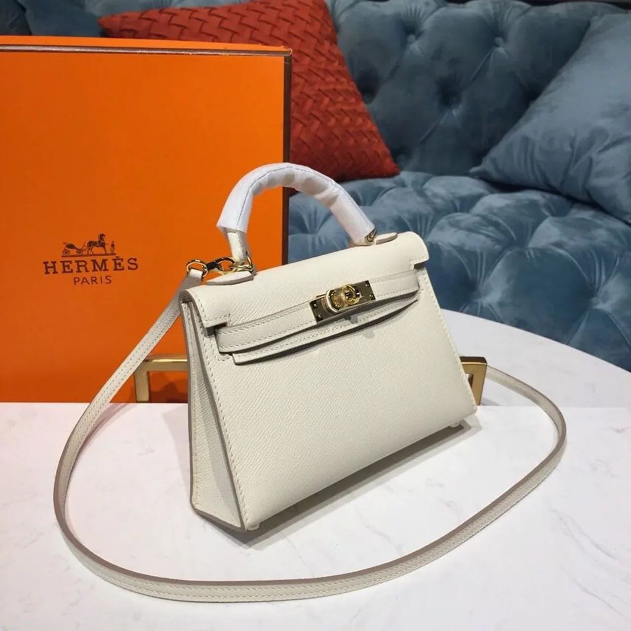 Hermes Mini Kelly White Gold Toned Hardware / Hermes Mini Kelly White Gold Toned Hardware /