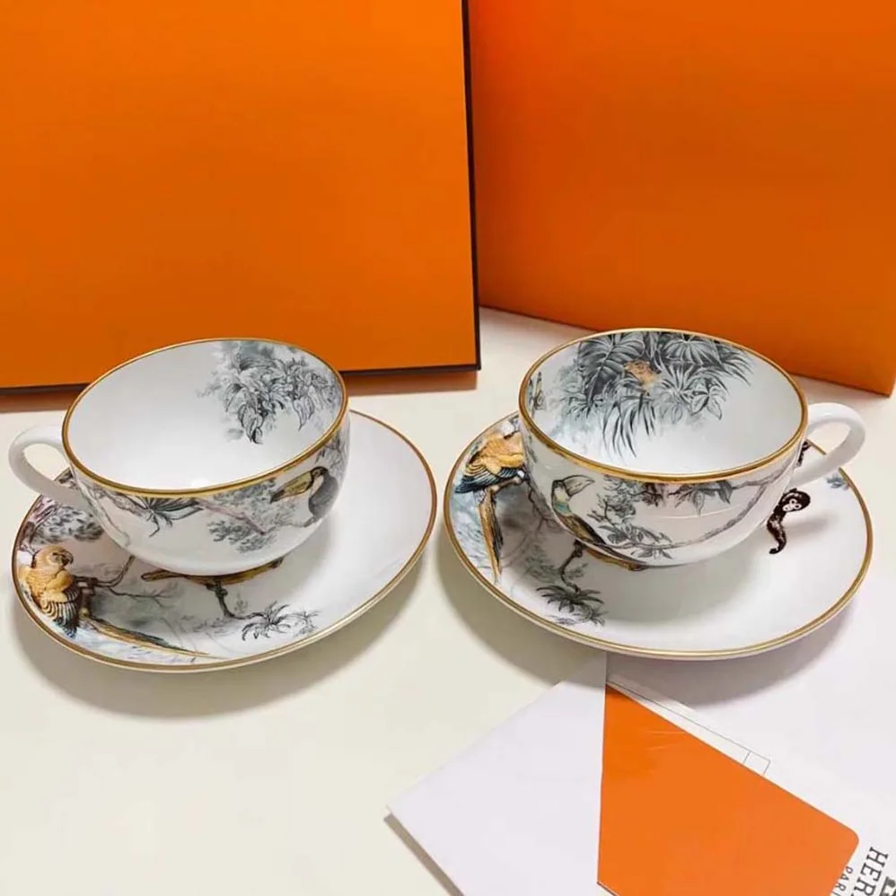 Hermes Carnets D'Equateur Tea Cup and Saucer for Unisex