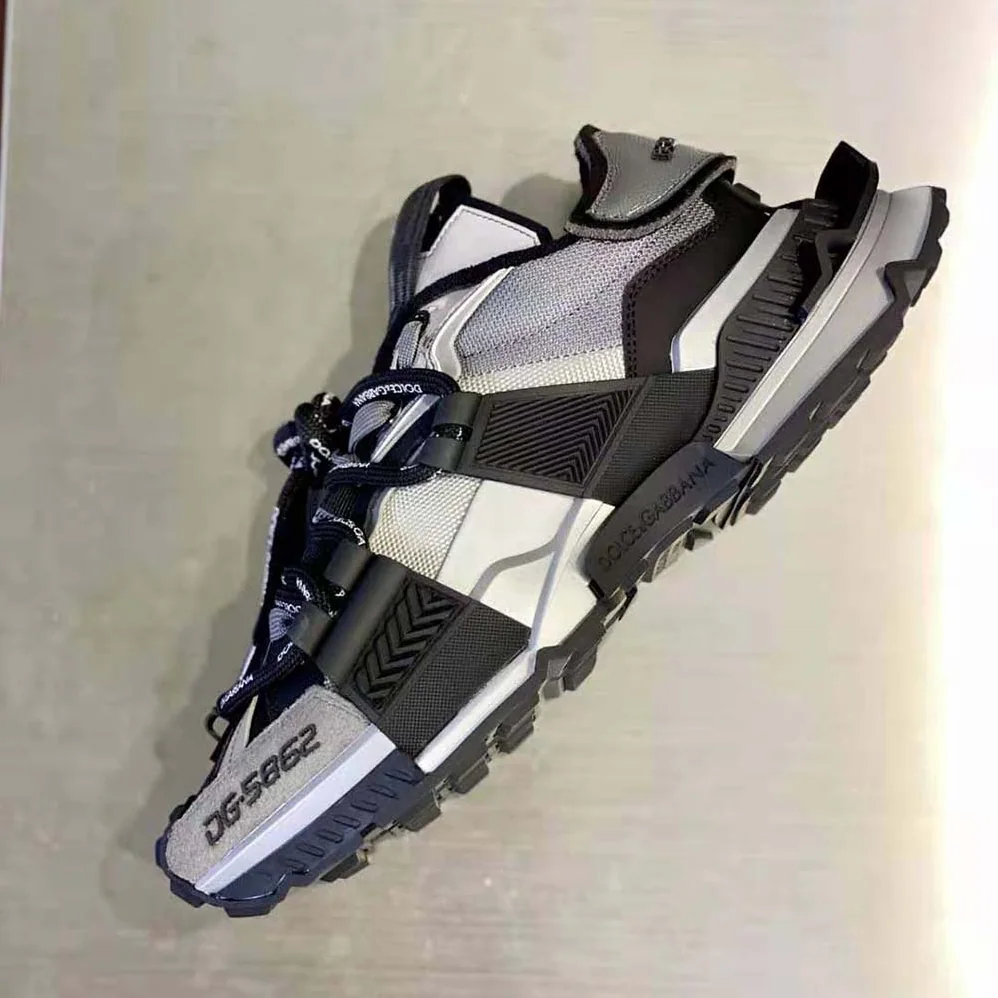 Dolce Gabbana D&G Mixed-Materials Space Sneakers for Unisex in Silver Dolce Gabbana D&G Mixed-Materials Space Sneakers for Unisex in Silver
