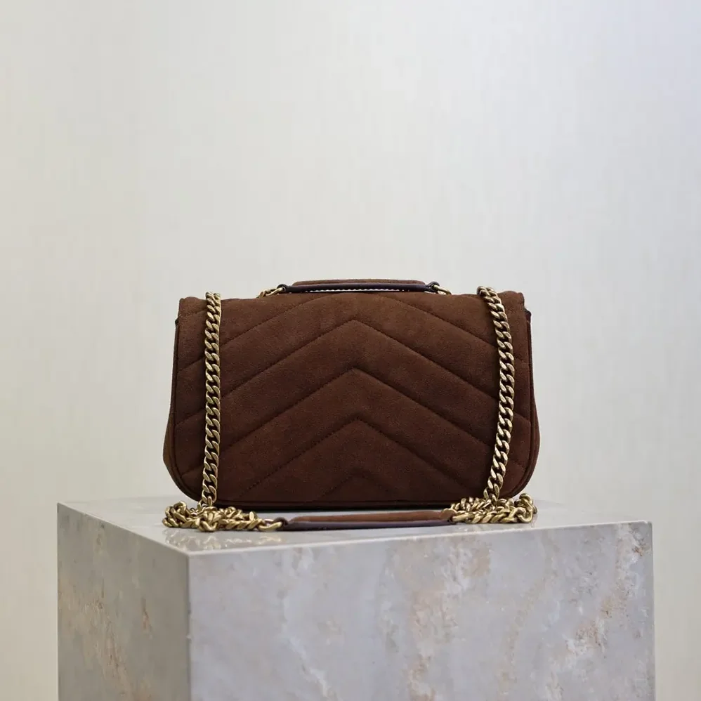 Saint Laurent YSL Loulou Small In Matelassé Suede for Women in Brown