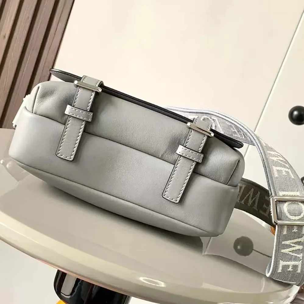 Loewe XS Military Messenger Bag in Supple Smooth Calfskin and Jacquard for Men in Grey
