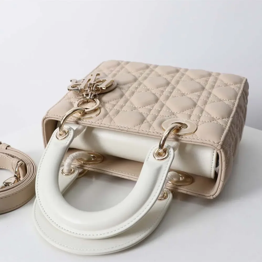 Dior Small Lady Dior Bag Two-Tone Trench Beige and Latte Cannage Lambskin for Women Dior Small Lady Dior Bag Two-Tone Trench Beige and Latte Cannage Lambskin for Women