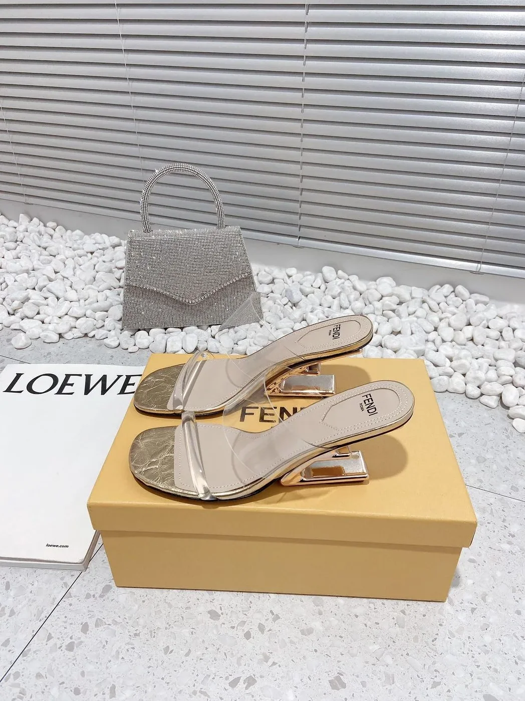 Fendi First Gold Transparent Medium in Heeled Sandals Fendi First Gold Transparent Medium in Heeled Sandals