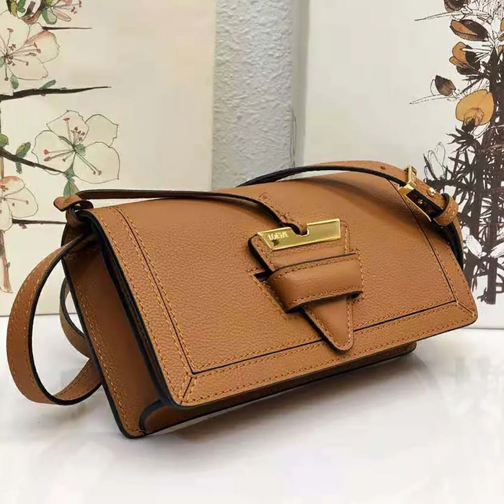 Loewe Mini Barcelona Soft Bag in Soft Grained Calfskin for Women in Brown